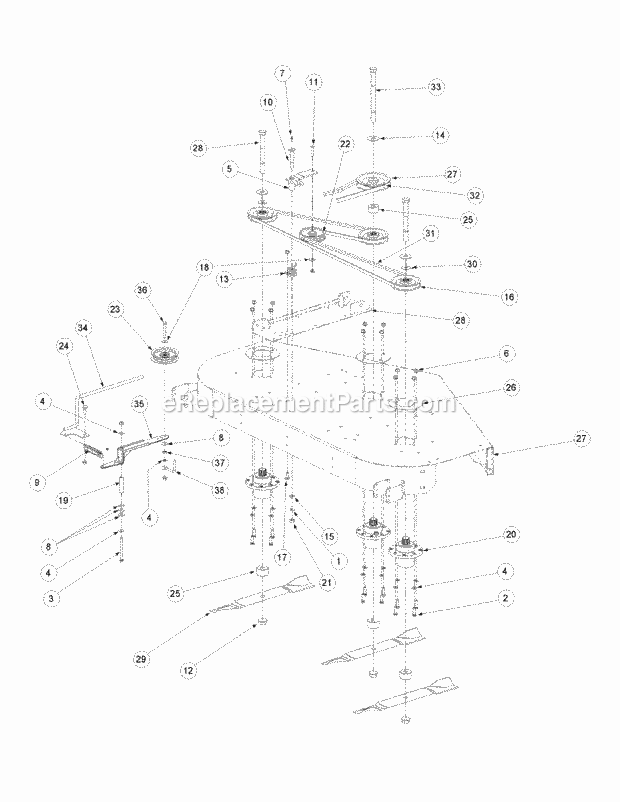 Fabricated Deck Spindle Assembly 60-Inch Diagram and Parts List for M60-CT 53AB5JEX750 Cub Cadet Sprayer